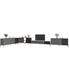 Комплект модульный для гостиной LION Грей 4 элемента с золотыми металлическими ножками Антрацит/Асфальт (LION-042885)