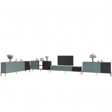 Комплект модульный для гостиной LION Грей 4 элемента с золотыми металлическими ножками Гранит серый/Асфальт (LION-042919)