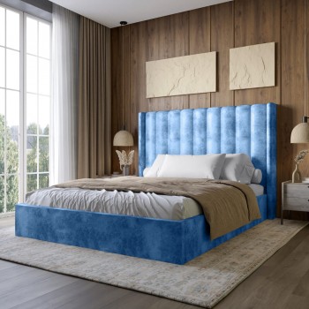 Двуспальная кровать LION Нино 180x200 SILK 503 Темно-синий