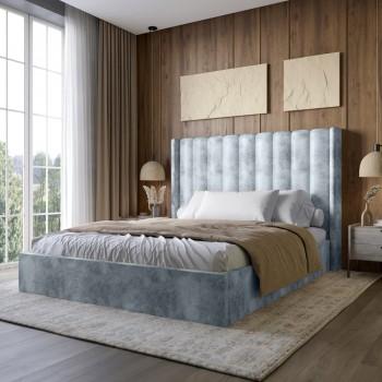 Двуспальная кровать LION Нино 180x200 SILK 301 (дымчатая) с подъемным механизмом
