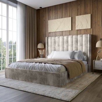 Двуспальная кровать LION Нино 160x200 SILK 102 (айвори) с подъемным механизмом Двуспальная кровать LION Нино 160x200 SILK 102 (айвори) с подъемным механизмом