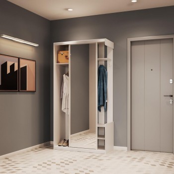 Прихожая с зеркалом Doros City One Door 110х45х210 см Белый (DRS-011404) Прихожая с зеркалом Doros City One Door 110х45х210 см Белый (DRS-011404)