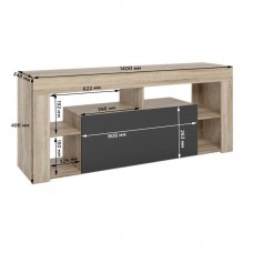 Тумба под телевизор с 4 полками М-ЗОН Джеко 140 Нимфея Альба (белый) (MZN-031034)