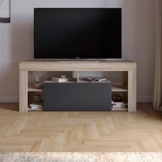 Тумба под телевизор с 4 полками М-ЗОН Джеко 140 Сонома/Антрацит (MZN-031036)