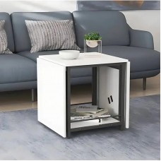 Стол журнальный трансформер Куб Комбо Ferrum-decor 540x532x500 Черный металл ДСП Белое 16 мм (FRD-105150)