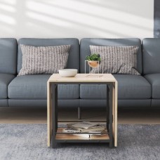 Стол журнальный трансформер Куб Комбо Ferrum-decor 540x532x500 Черный металл ДСП Дуб Сан-Марино 16 мм (FRD-105151)