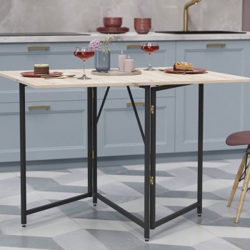 Стол трансформер книжка Вуди Ferrum-decor 75x130x90 Черный металл ДСП Дуб Сан-Марино 16 мм (FRD-106748)